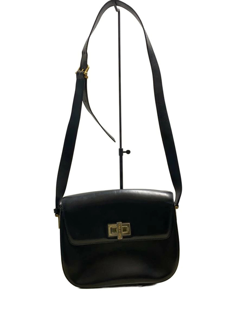 Celine black leather shoulder bag rectangular turnlock